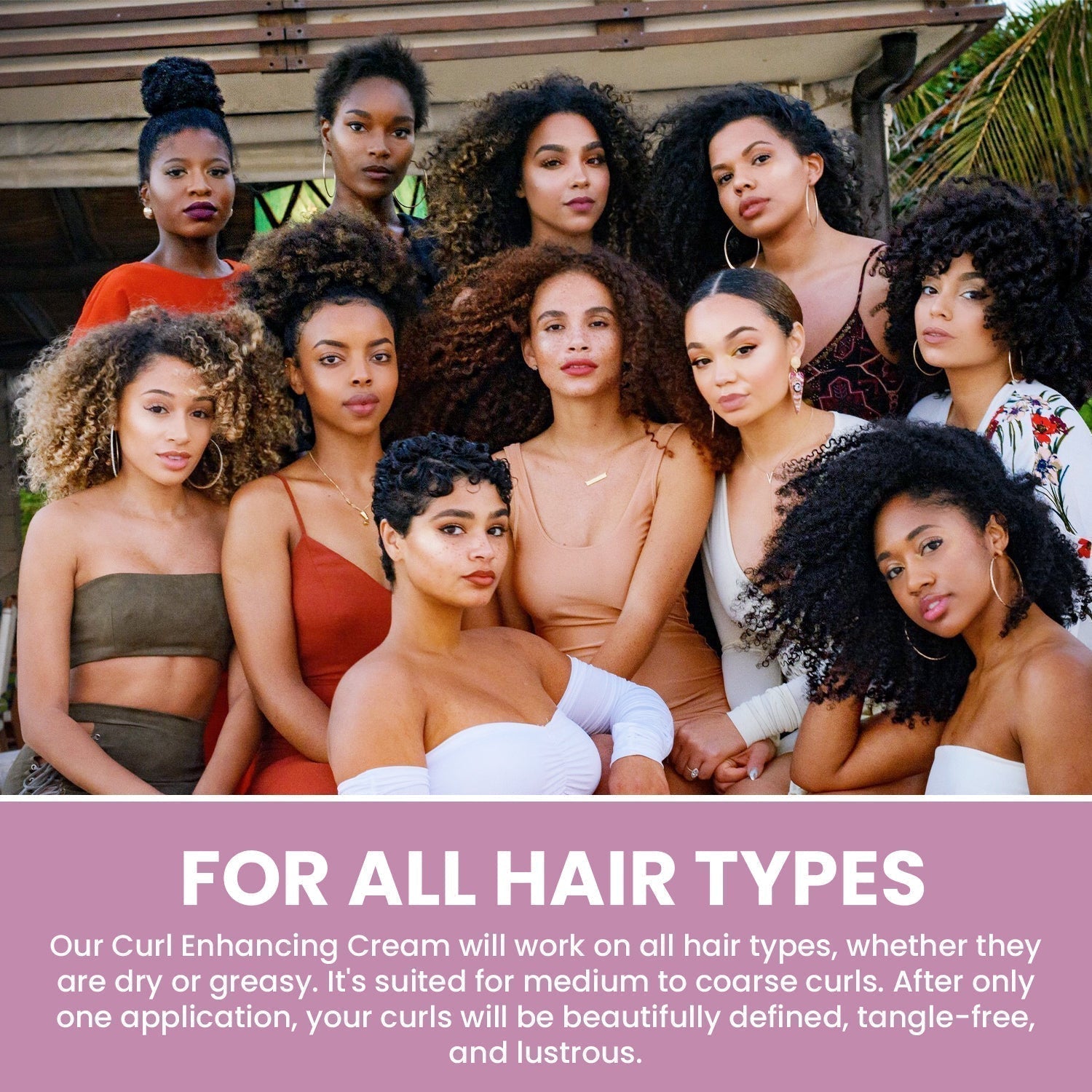 Curl enhancing cream for all hair types, reduces frizz, adds moisture, defines curls.