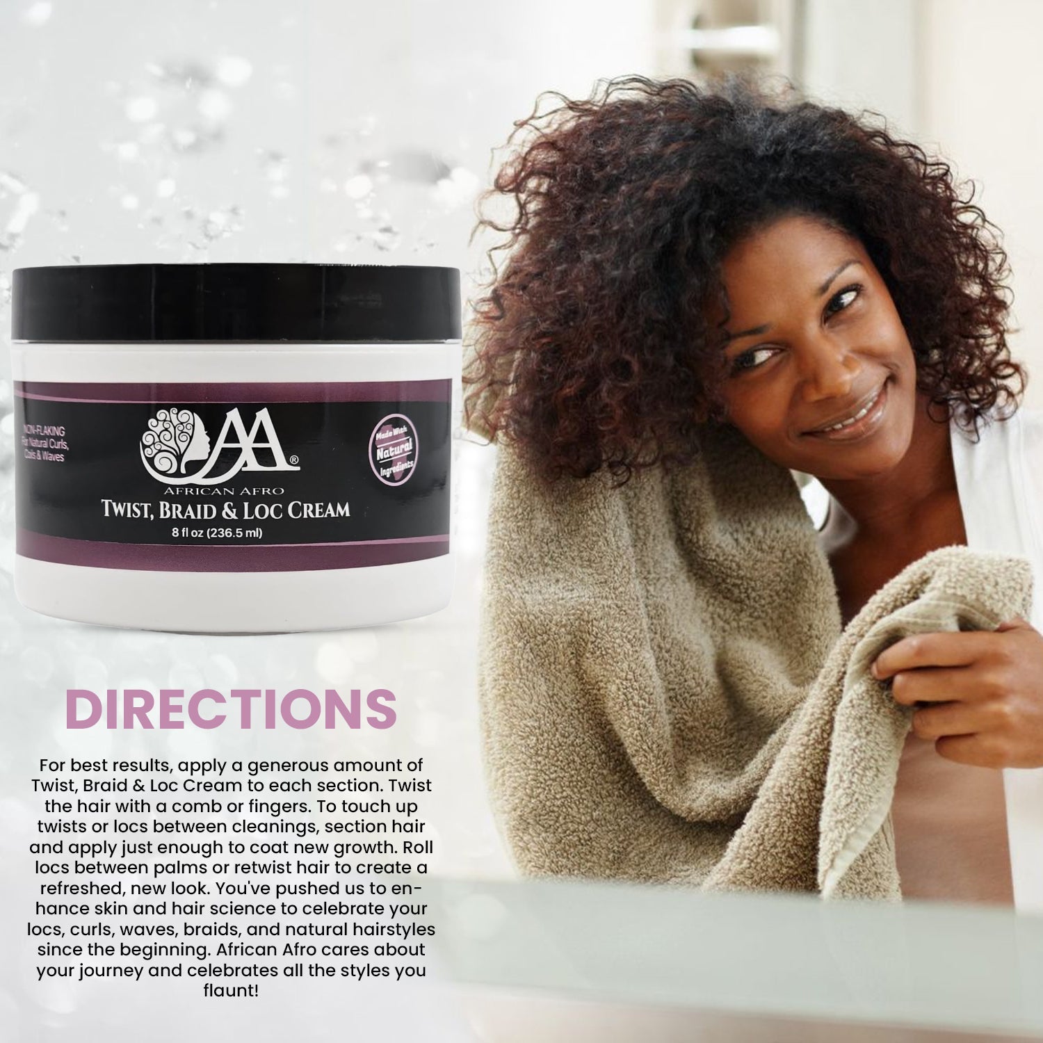 Twist Braid and Loc Cream with Shea Butter for Natural Hair Moisturizing and Styling.