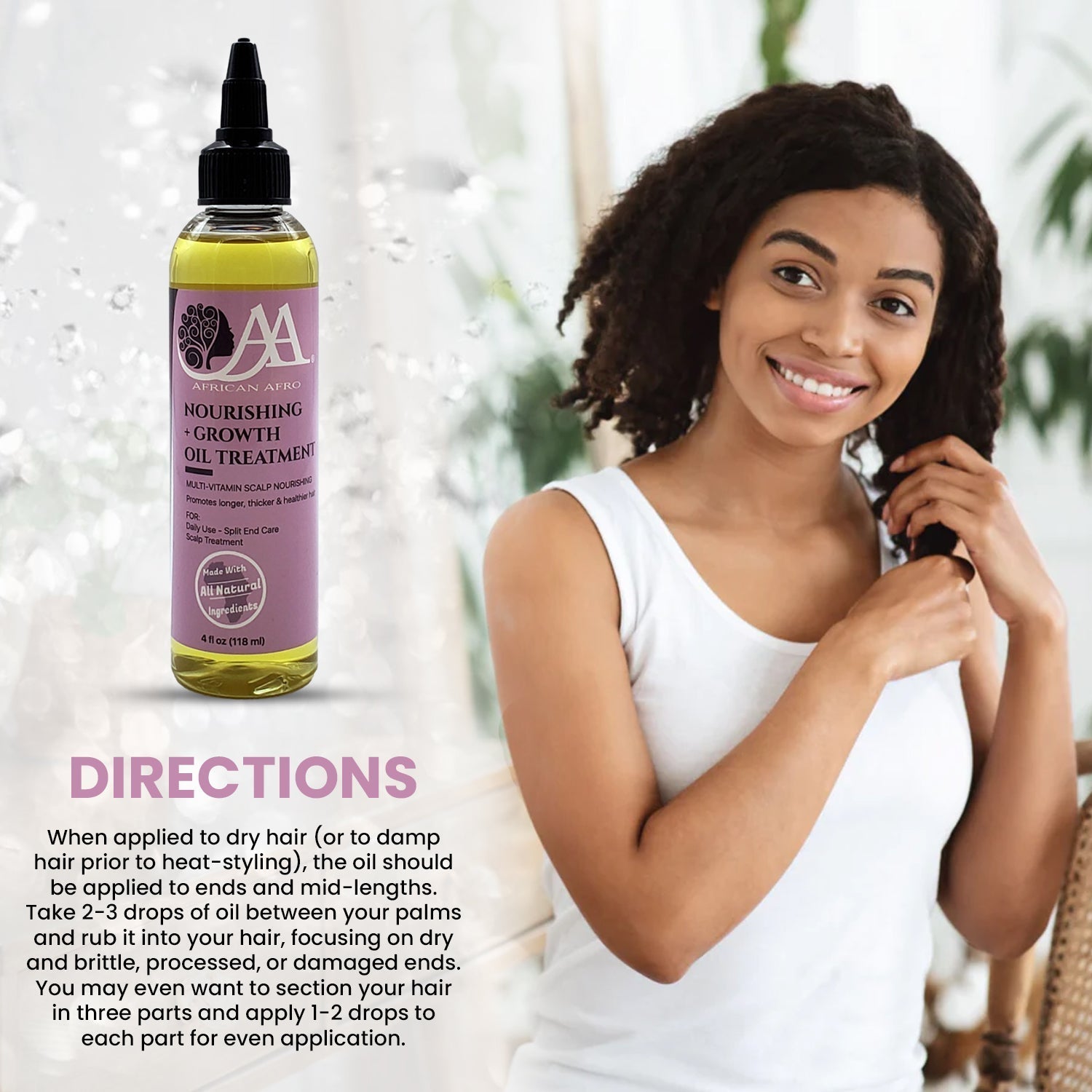 Nourishing & Growth Oil Hair Treatment with tea tree oil, promotes healthy natural hair growth, 4 fl. oz.