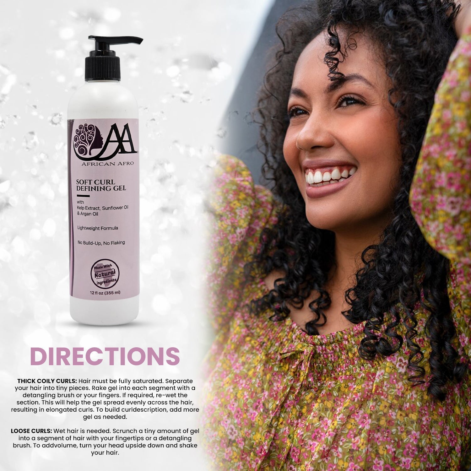 Soft Curl Defining Gel with Argan Oil, 12 fl. oz, nourishing frizz-control for all hair types.