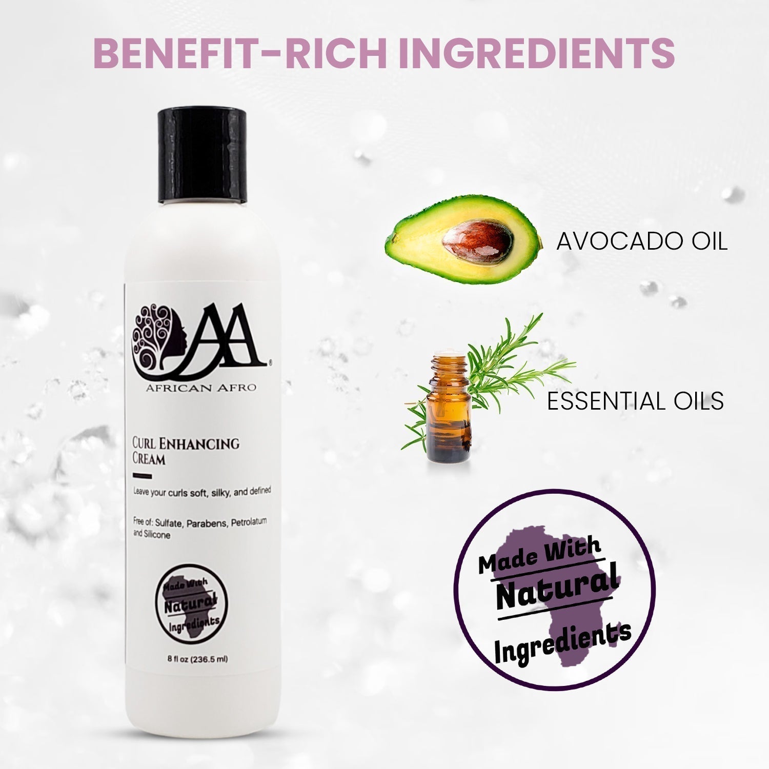 Curl Enhancing Cream with Avocado Oil for Frizz Reduction and Curl Definition