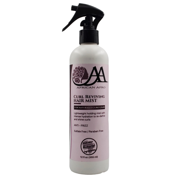 African Afro Curl Reviving Hair Mist Spray | Lightweight Anti-Frizz Curl Refresher Spray for Curly Hair, Kinks, and Coils | Made Cruelty-Free with Natural Ingredients | 12 Fl Oz