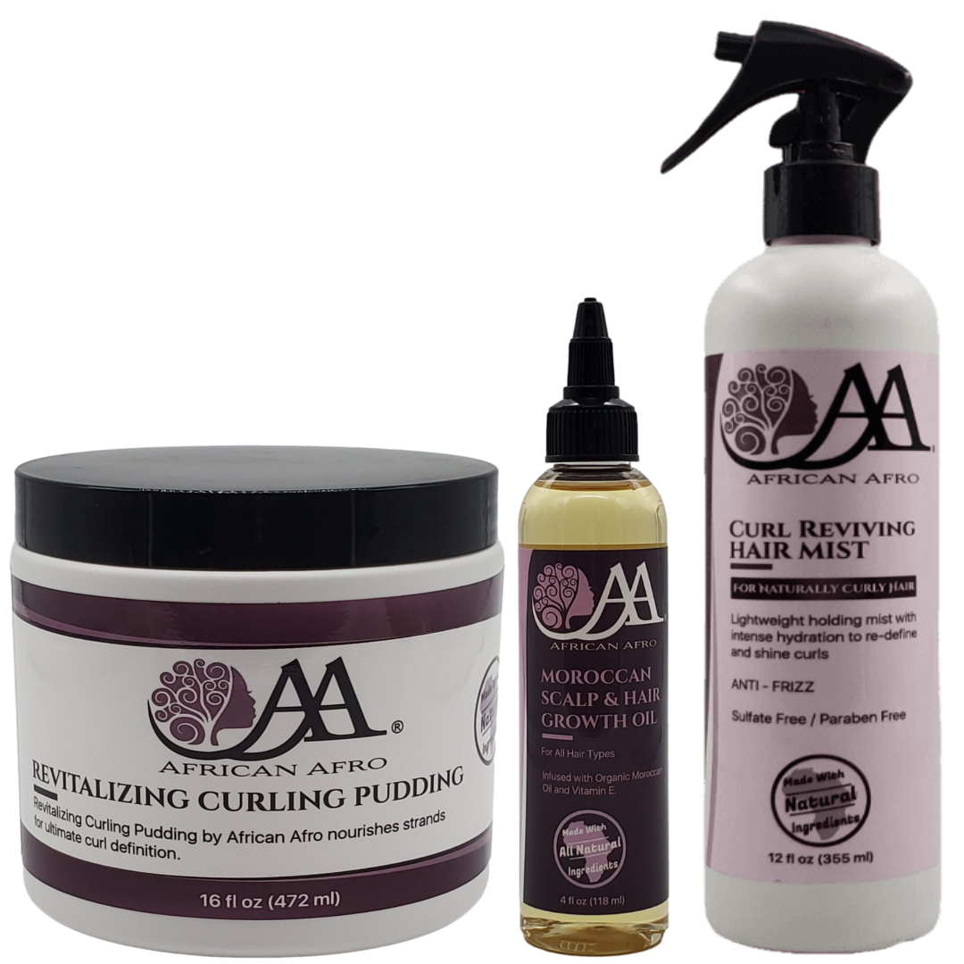 Frizz Control Mini Styling Bundle with curling cream, hair oil, and curl mist for hydrated, defined curls.