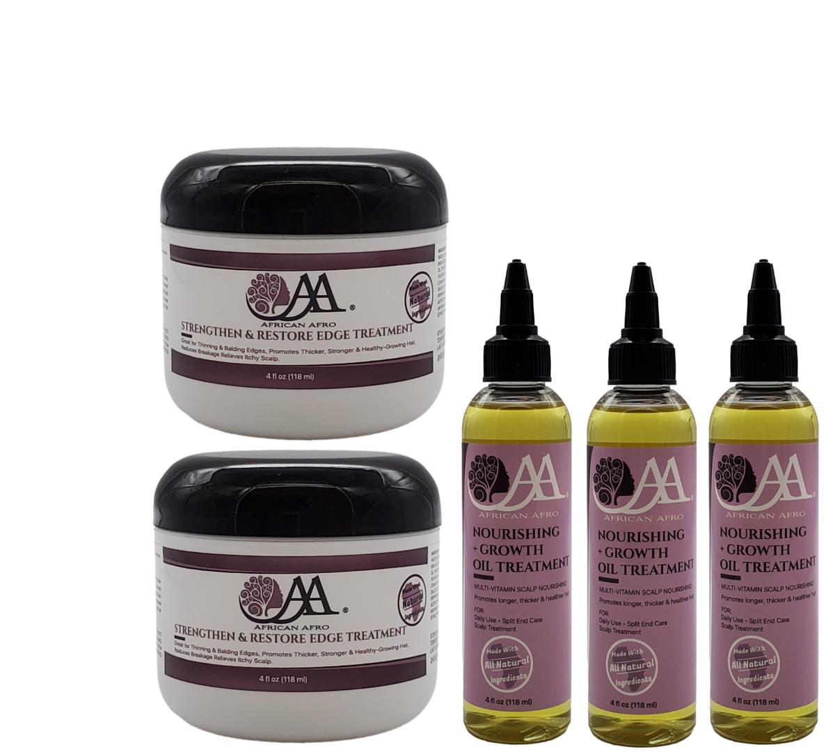 Growth & Restoration Bundle with hair oil and edge treatment for stronger, healthier hair.