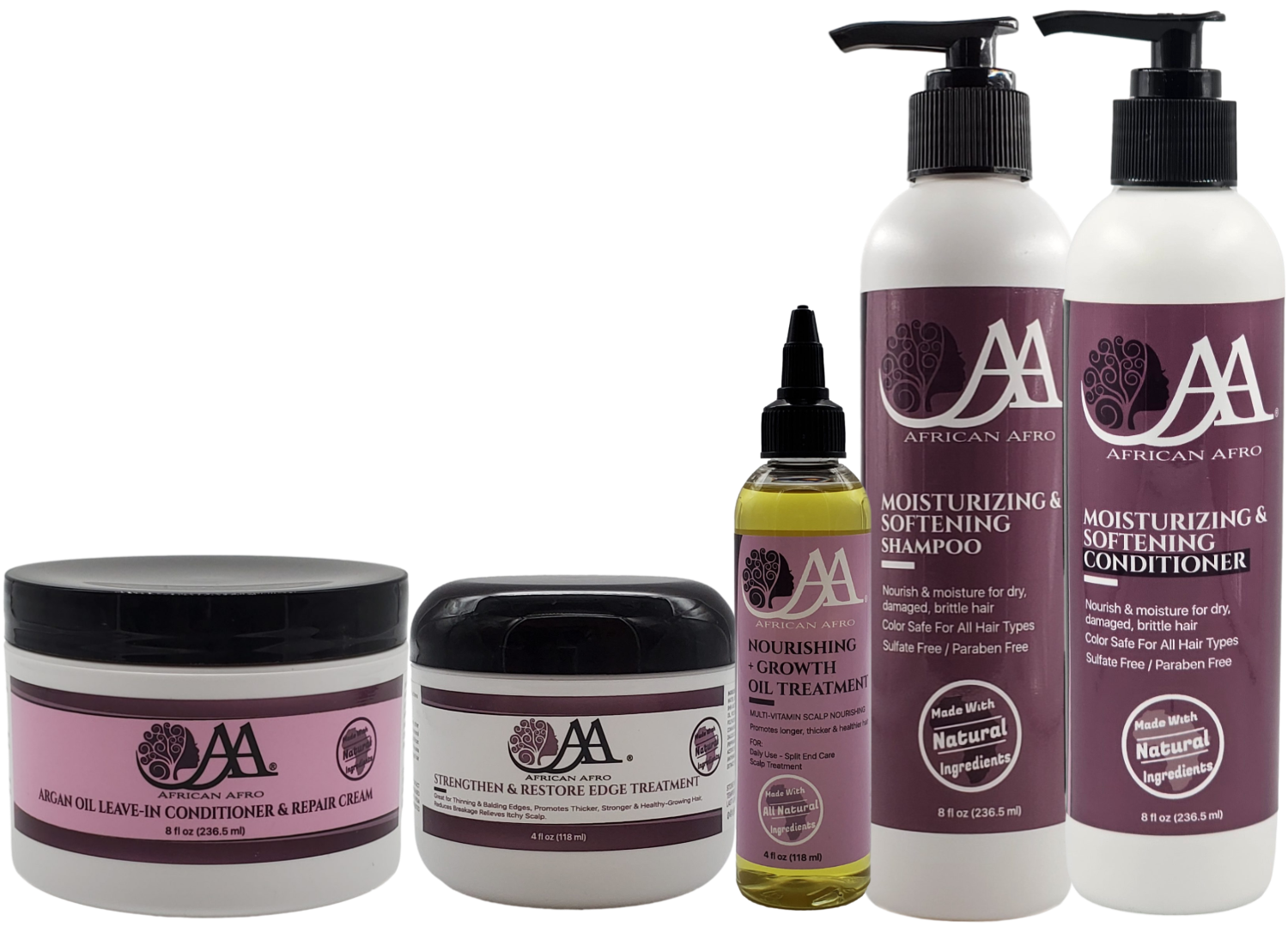 Healthy Hair Starter Kit with argan oil, tea tree oil, and essential nutrients for hair revitalization and growth.
