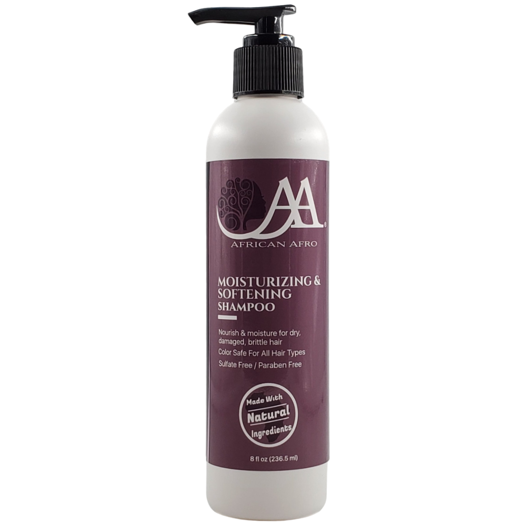 Moisturizing & Softening Hair Shampoo, 8oz bottle from African Afro, suitable for curly hair.