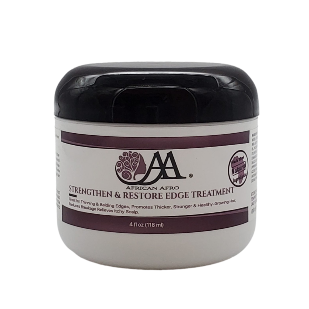 Strengthen and restore edge treatment jar, 4 fl. oz., promotes natural hair growth and strengthens edges.