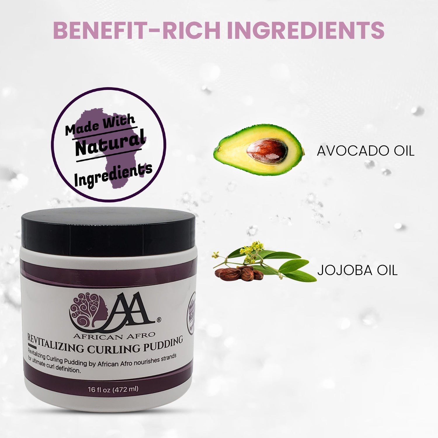 Revitalizing Curling Pudding Hair Cream with Avocado and Jojoba Oil, 16 fl. oz.